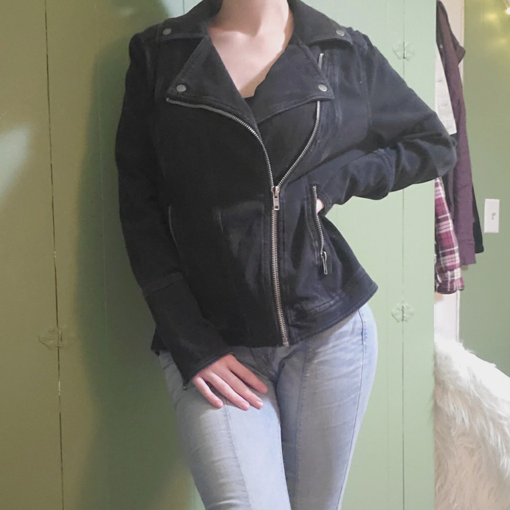 Black Liverpool Denim Moto Jacket - Picture 2 of 3